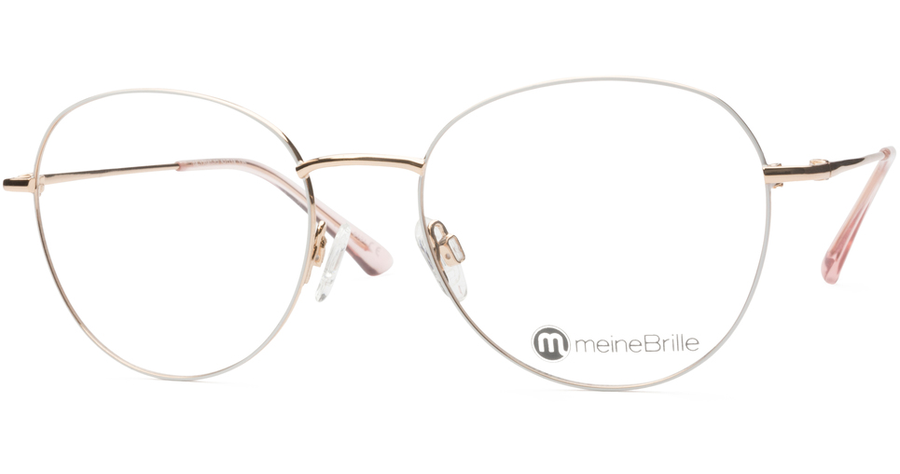 meineBrille 04-12040-02, Weiß/Gold Schräg links