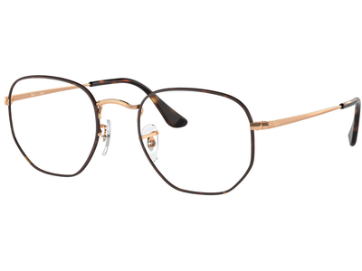 Ray-Ban Brille Unisex Ray-Ban 0RX6448 3176, Glänzendes Havana auf Roségold - SMALL Ansicht 3