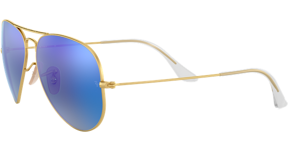 Ray-Ban Aviator Flash Lenses RB3025 112/17, Gold/Blau Verspiegelt 55 - SMALL - Ansicht 3