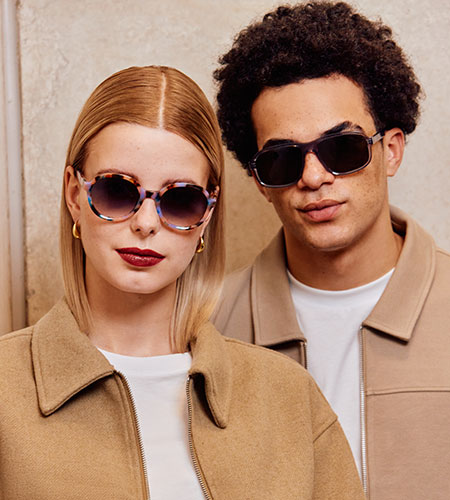 Männliches und weibliches Model tragen FRAIMS Sonnenbrille